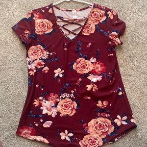 Maroon floral top